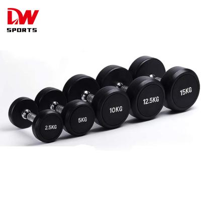 China Universal DW SPORTS Durable Round Head Fitness Rubber Dumbbell 10kg for sale