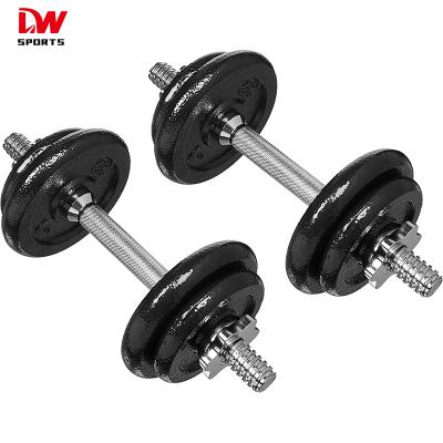 China Doublewin Good Quality Universal Adjustable Cast Iron 20kg Spinlock Dumbbell Weight Set-Black for sale