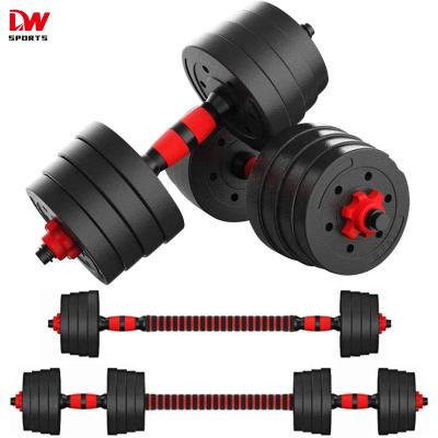 China Cement Free Weightlifting DW Sports Factory PVC Adjustable Weightlifting Dumbbell Set for sale