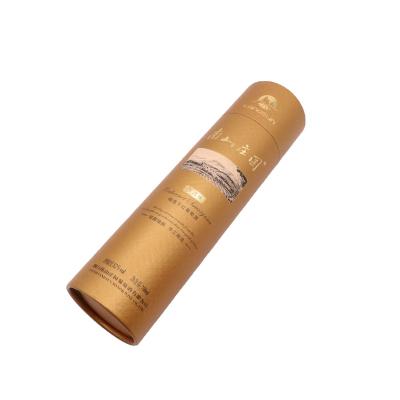 China Recycled Materials Custom Printed Round Kraft Paper Packaging Tube Recycled Luxury Wine Box Cylinder Packaging With Logo for sale