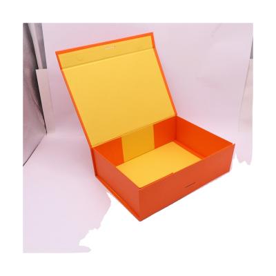 China Recyclable Custom Printed Cardboard Folding Luxury Paper Box Packaging Black Orange Pink White Magnetic Gift Box Wholesale for sale