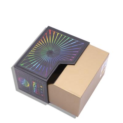 China Recyclable Wholesale Lid Cardboard Logo Rigid Paper Box And Custom Packaging Gold Foil Gift Base Box for sale