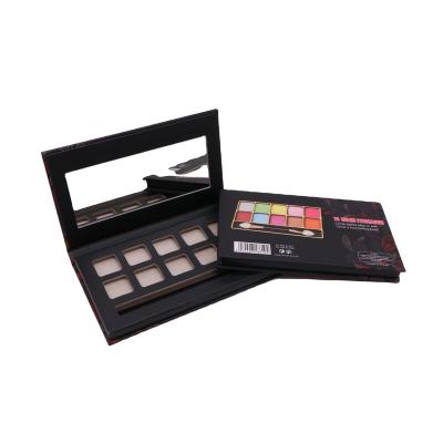 China Recyclable Customized Black Empty Makeup Packaging Box Eyeshadow Palettes Fit Cardboard Packaging Magnet Eyeshadow Box With Mirror for sale