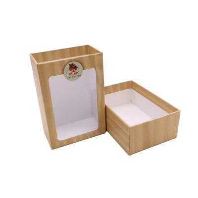 China Custom Recycled Materials Logo Printed Kraft Paper Cardboard Drawer Box Design Candy Gift Packaging Box With PVC Windows for sale