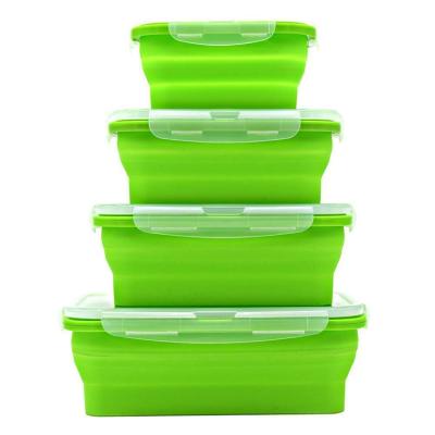 China Large Bento Box Silicone Portable Lunch Box Microwave Tableware Silicone Folding Steamable Paperboards 4PCS/Sets for sale