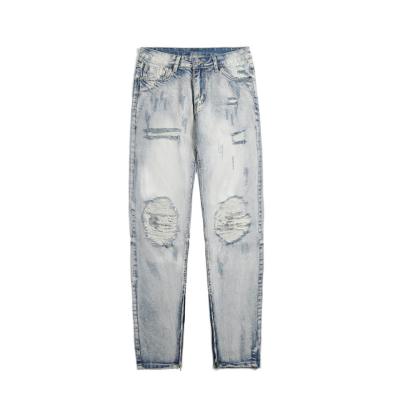 China Men's Retro Fashion QUICK DRY Washed Jeans Ripped Slim Straight Pants for sale