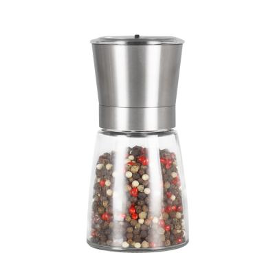 China 170ml viable most classic 304 stainless steel kitchen salt and pepper spice grinders wholesale on sale with plastic lid for sale