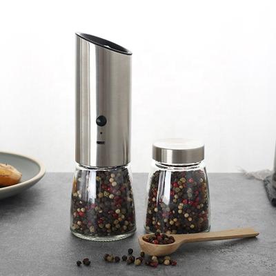 China 2022 New Arrival Sustainable Amazon Success Kitchen Tools Electric Salt and Pepper Grinder Set Stainless Steel with Grinder Spice Jars for sale