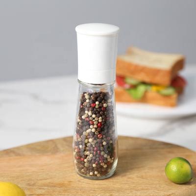 China 2021 New Arrivals 140ml Viable Manual Ocean Table Coil Salt And Pepper Shakers Grinders For Seasoning With Glass Jars for sale