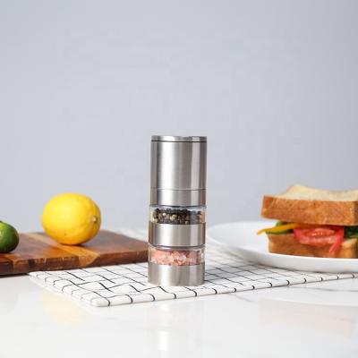 China Low MOQ Viable and Good Price Portable and Convenient 50mlx2 304 Stainless Steel 2 in 1 Salt and Pepper Spice Grinder for sale