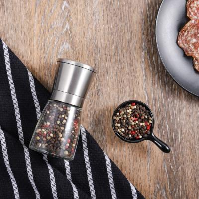 China Amazon Best Top Sales High Quality Viable Wholesale 304 Stainless Steel Glass Salt and Pepper Grinder with Glass Bottle and Custom Logo for sale