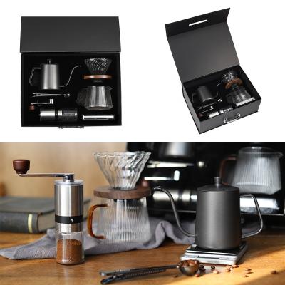 China Amazon Viable Hot Sale High Quality V60 Pour Over Drip Coffee Table Gifts Set Bag Box With Top Premium Gift Box Packing for sale