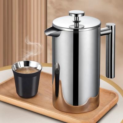 China 2022 new arrivals viable wholesalers 1000ml double wall 304 stainless steel french press coffee maker for sale