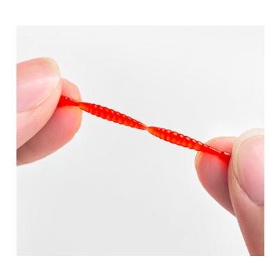 China DINP+PVC Packing Preferential Earthworm Soft Lure 200 Per Bag 3cm 4cm Red Worm Bait 4 Stage Simulation Earthworm Fishing Rubber PVC for sale