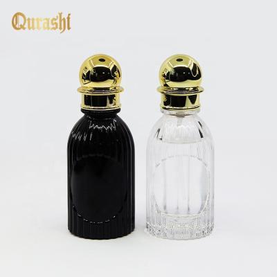 China 50ml Vertical Stripe Luxury Glass Perfume Bottle for sale