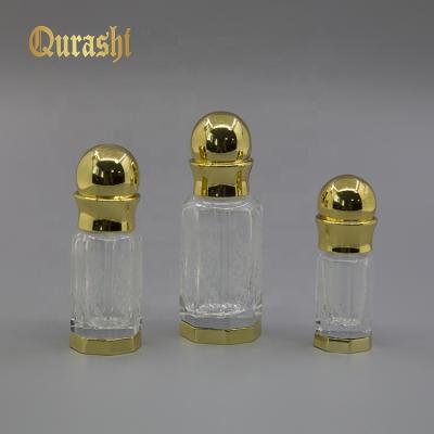 China 3ml 6ml 12ml Arabic fancy cosmetic luxury essence polished shot blasting perfume oil glass bottle with base and cap for sale