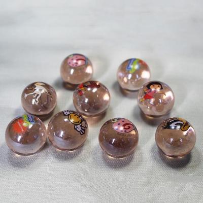 China Top selling colorful playing marble ball printed toy glass marbles for children 16mm for sale