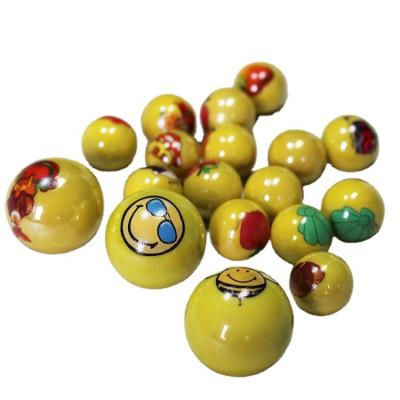 China Custom 16mm Yellow Glass Game Shooter Marbles For Kids Play Printed Marble for sale