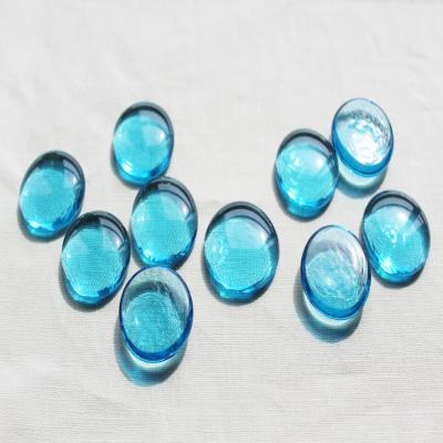 China Sea Blue Faceted Marbles Back Glass Flat Beads 17-19mm for sale