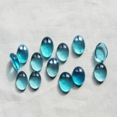 China Blue Sea Marbles Flat Seed For Swimming Pool Glass Bead 17-19mm for sale