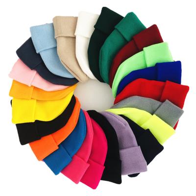 China COMMON Customize Hats Solid Color Knit Design LOGO Autumn Winter Hats Skullies Beanies DIY For Men Women Team Brand Plain 100% Acrylic for sale