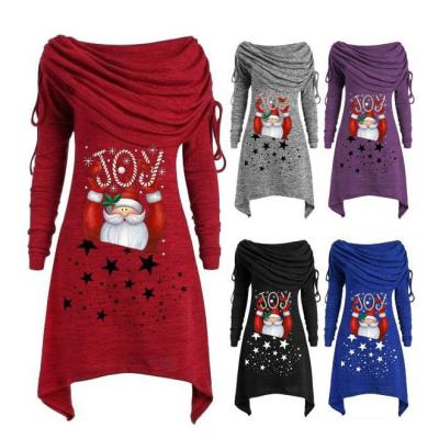 China Women's Breathable Dresses Suitable For Wearing To Christmas Fashion Bib Long Sleeve Knitted Dress for sale