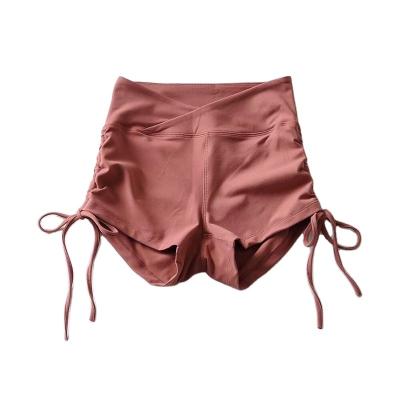 China 2022 Summer Women Breathable Drawstring Hip Yoga Shorts Bodybuilding High Waist Shorts for sale