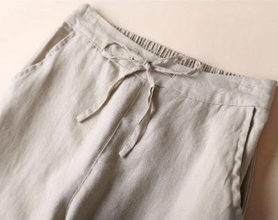 China spring and summer 2021 Anti-wrinkle linen pants women show feet skinny pants loose casual linen pants for sale