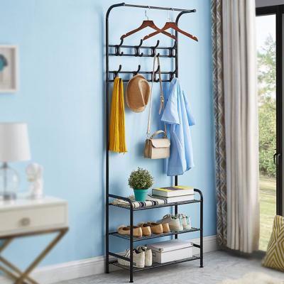 China Hall Coat Rack Metal With Clothes Hallway Entryway Casual Furniture Vintage Wooden Free Standing Shoe Storage for sale