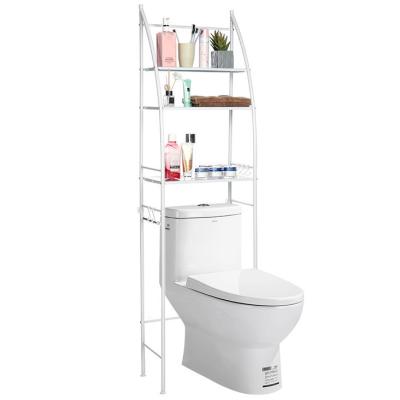 China Sustainable Bathroom 3 Layers Shelving Cabinet Black Adjustable Shelf Toilet Kitchen Space Saving Rack for sale