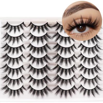 China Soft/curly/comfortable/convenient/easy to wear Natural Full Strip Mink Eyelashes Faux Lashes 10 Pairs Wholesale Vendors 18mm 22mm 25mm 3d 5d Short Fluffy Curly Mink Eyelash for sale