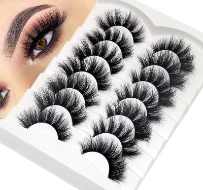 China Double 3D layered Wholesale 20mm 5d Natural Fluffy Vegan Fake Full Strip Faux Mink Eyelash Vendor 3d 15mm 16mm 18mm Faux Mink Lash for sale