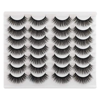 China Double 3D layered Wholesale Lashes Fake Eyelashes Oem Full Strip Lashes Long Dramatic Thick Volume Faux Mink EyeLashes 14 Pairs Pack for sale