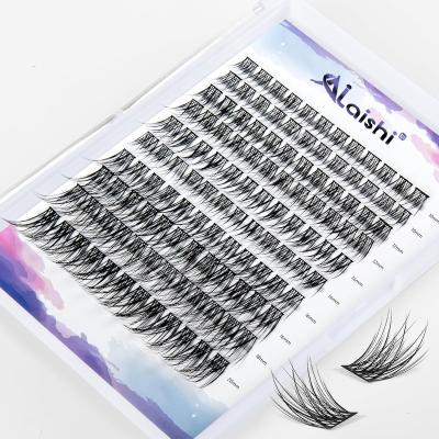 China Natural 10mm 12mm 14mm Hot Selling Qingdao AILAISHI Handmade Soft Hair 3D C D Curl Mink Segment DIY Eyelashes Cluster Lashes Kit for sale