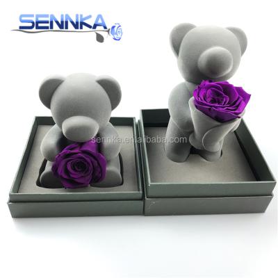 China Environmental protection green luxury gift box packaging wholesale preserved Rose Bear Long Lasting Flowers with different types for sale