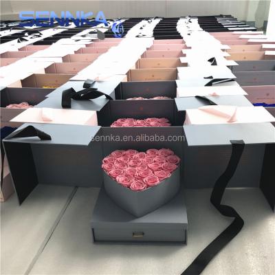 China Wholesale green environmental protection preserved natural flower bouquet with high-grade gift box for sale