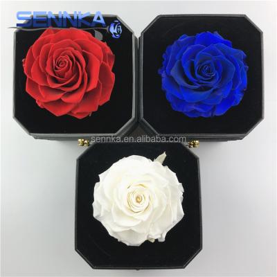 China Artificial flower natural large Rose Box Rose Head preserved by 9-10cm long lasting wholesale environmental protection green for gift for sale