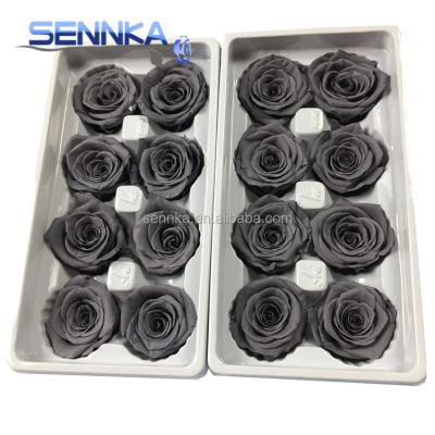 China 2022 Green Environmental Protection Big Discount SENNKA Preserved Rose Gray Rose Heads Everlasting Roses Fresh Promotion for sale