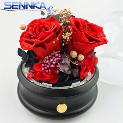 China Celebration Price Cheapest LED Lights Rose Bluetooth Music Loudspeaker Luxury Preserved Preserved Flower Speaker for sale