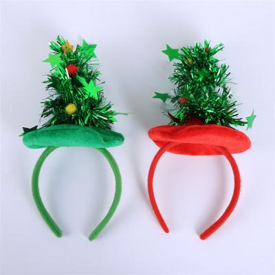 China 2020 Christmas Tree Fabric New Product Sequin Christmas Party Hat Red And Green Headband for sale