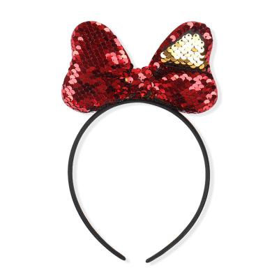 China Party Use OP-S Children's Dance Festival Party Performance Flip Sequined Double Bow Headband Headdress for sale