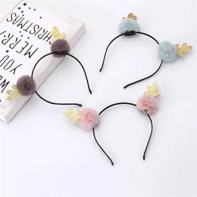 China New Hot Custom Beautiful Pom Pom Ball Headband For Girls Main Decoration Sales Christmas Party Headband for sale