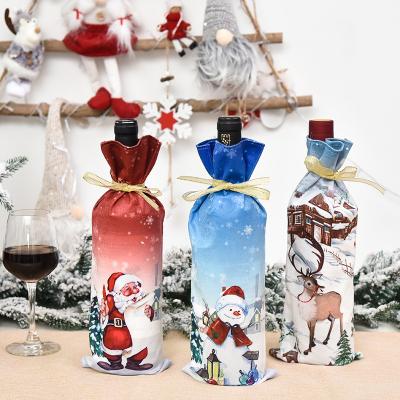 China Christmas decoration hot sale cartoon Santa Man Doll Wine Bottle cover creative Christmas decorations for sale