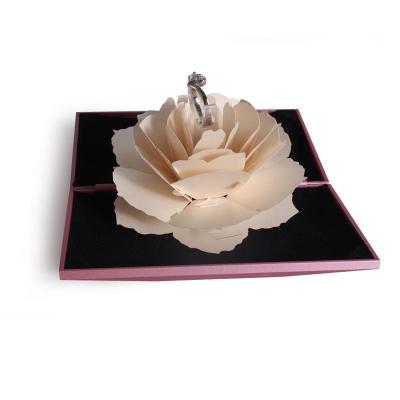 China Beige 2020 Preserved Romantic Custom Ring Box YIBING Rose Junction Box Valentine's Day Gift Custom Made 3D Rose Ring Box for sale