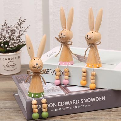 China Mordern OEM New Arrival Lovely Diy Easter Decorations Home Crafts Wooden Easter Bunny Ornament for sale