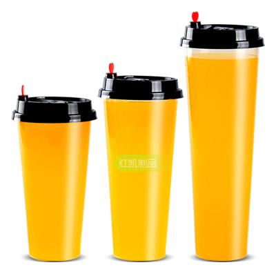 China Viable Custom Disposable Plastic Logo Printed 600ml pp Juice Coffee Tea Cup With Dome Lids for sale