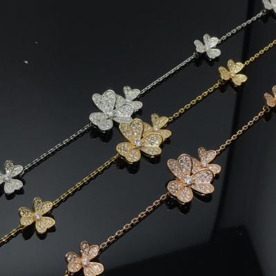 China Fashion Charming Factory Wholesale S925 18K Gold Explosion Leaf Bracelet Ladies Sterling Silver High End Jewelry Set for sale