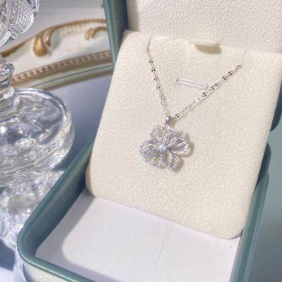 China Wholesale Sterling Silver Female High End Jewelry CLASSIC Full Fashion Charming Factory Explosions S925 Flower High End Diamond Necklace for sale