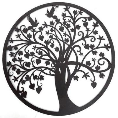 China Europe Black Wall Art Modern Style Wall Hanging Antique Finish Tree Shape Metal Wall Art For Home Living Room Decoration for sale