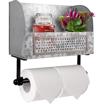 China Modern Modern Stainless Steel Wall Mount Bathroom Toilet Paper Tissue Paper Roll Holder With Storage Rack for sale